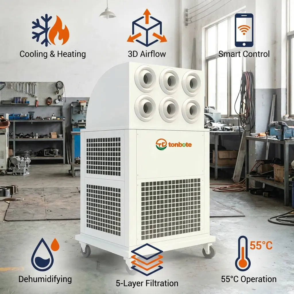 Groothandel op maat 380V draagbare alles-in-één mobiele industriële airconditioner voor bouwplaatswerkplaatsmagazijn