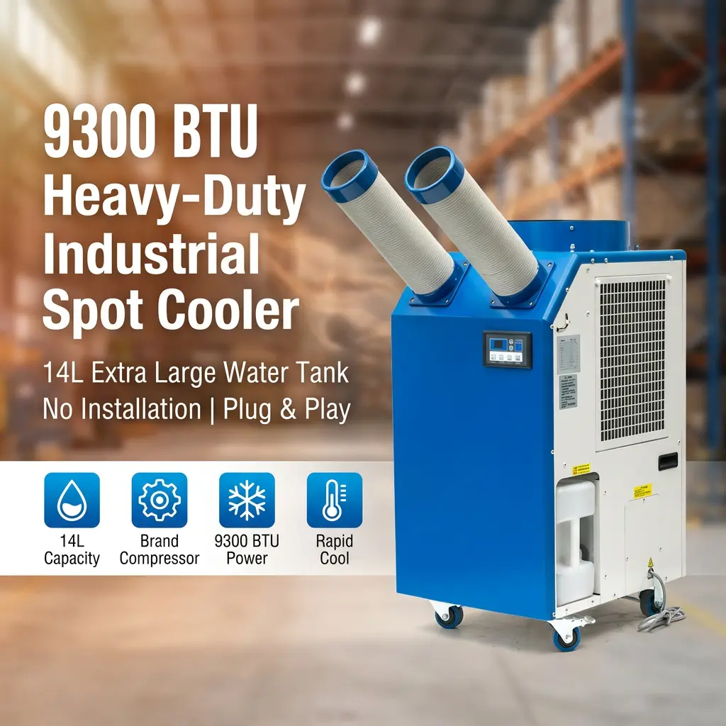 OEM 14L Grote Tank 2700 W Power 9300BTU Roterende Compressor Draagbare Spot Cooler Industriële Airconditioner voor Workshop OEM 14L Grote Tank 2700 W Power 9300BTU Roterende Compressor Draagbare Spot Cooler Industriële Airconditioner voor Workshop